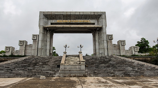 Quang Tri, Vietnam - ‎March 21, 2021 : Main Gate In Road 9 National Martyrs Cemetery. Road 9 National Martyrs Cemetery Is One Of Two Largest National Cemeteries.