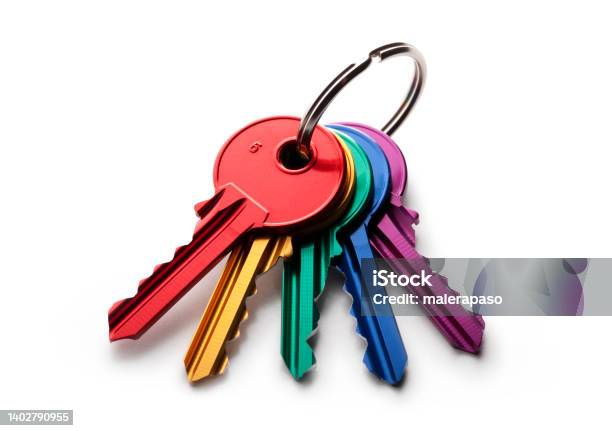 Bunch Of Colored Keys Stock Photo - Download Image Now - Key, Five Objects, Number 5