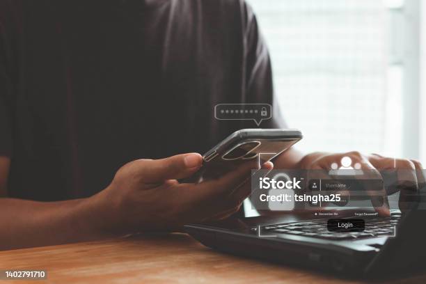 Concept Of Cyber Security In Twostep Verification Multifactor Authentication Information Security Encryption Secure Access To Users Personal Information Secure Internet Access Cybersecurity Stock Photo - Download Image Now