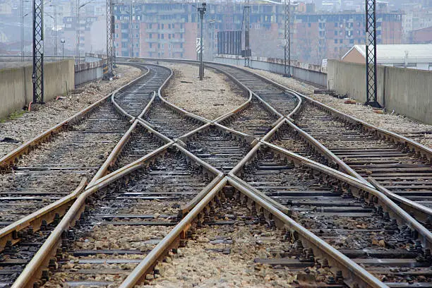 A view of a railway track in Skopje, Macedonia