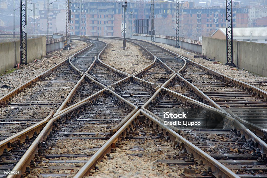 Trilho de Trem em Skopje, Macedônia - Foto de stock de Abstrato royalty-free