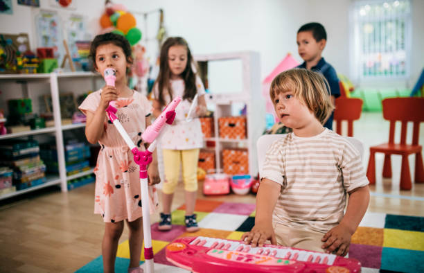 preschool age children in music class