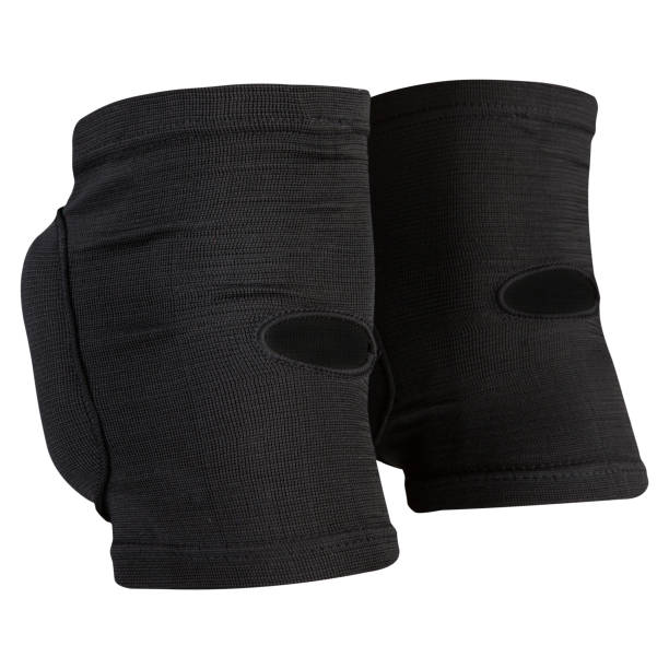 black volleyball knee pads, with a pillow on the knee, the reverse side, on a white background black volleyball knee pads, with a pillow on the knee, the reverse side, on a white background, isolate elbow pad stock pictures, royalty-free photos & images