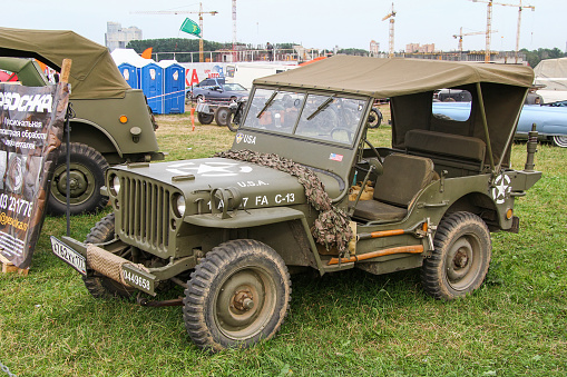 Moscow, Russia - July 6, 2012: American offroad military car Willys MB presented at the annual motorshow Autoexotica.