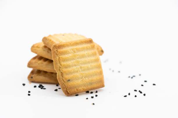 Biscuit or cookies over on white background stock photo