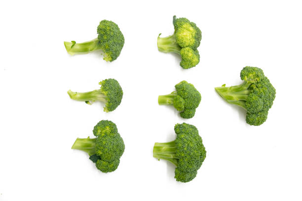 istock some pieces of Broccoli isolated on white background,top view. 1402796286