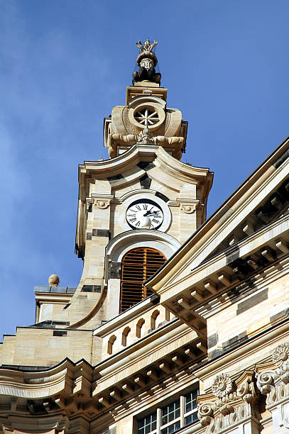 Frauenkircke Steeple & Clock In Dresden, Germany stock photo