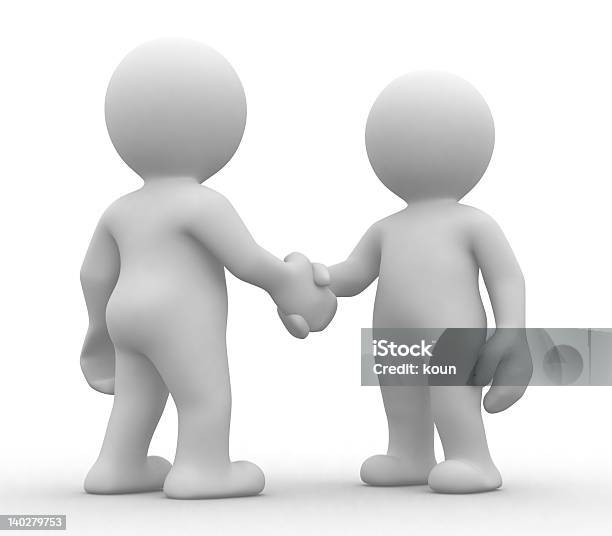 White Figures Shaking Hands On White Background Stock Photo - Download Image Now - Business, Three Dimensional, Activity