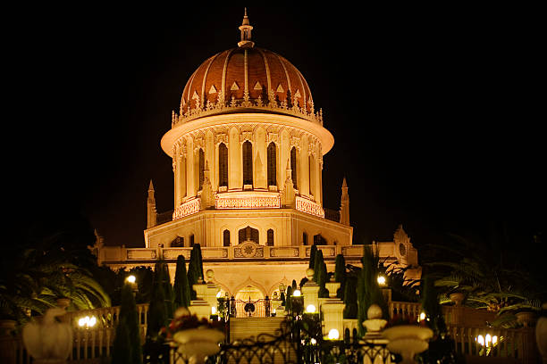 istock nightly view of Bab shrine in Bahai gardens 140279775