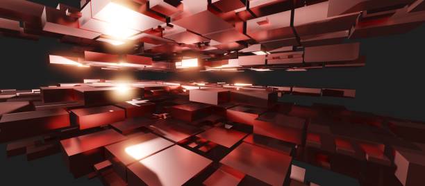 istock Gold Tile Geometric Abstract Hierarchy Square Background 3D Illustration 1402797875