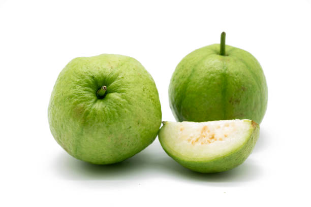 istock Guava fruit isolated on the white background. 1402800888