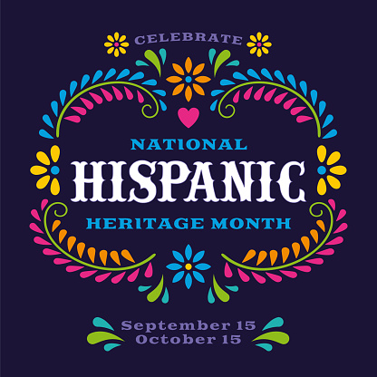 Hispanic heritage month. Vector web banner, poster, card for social media and networks. Greeting with national Hispanic heritage month text. Stock illustration