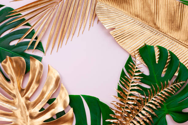 istock Creative nature layout made of tropical leaves. 1402801901