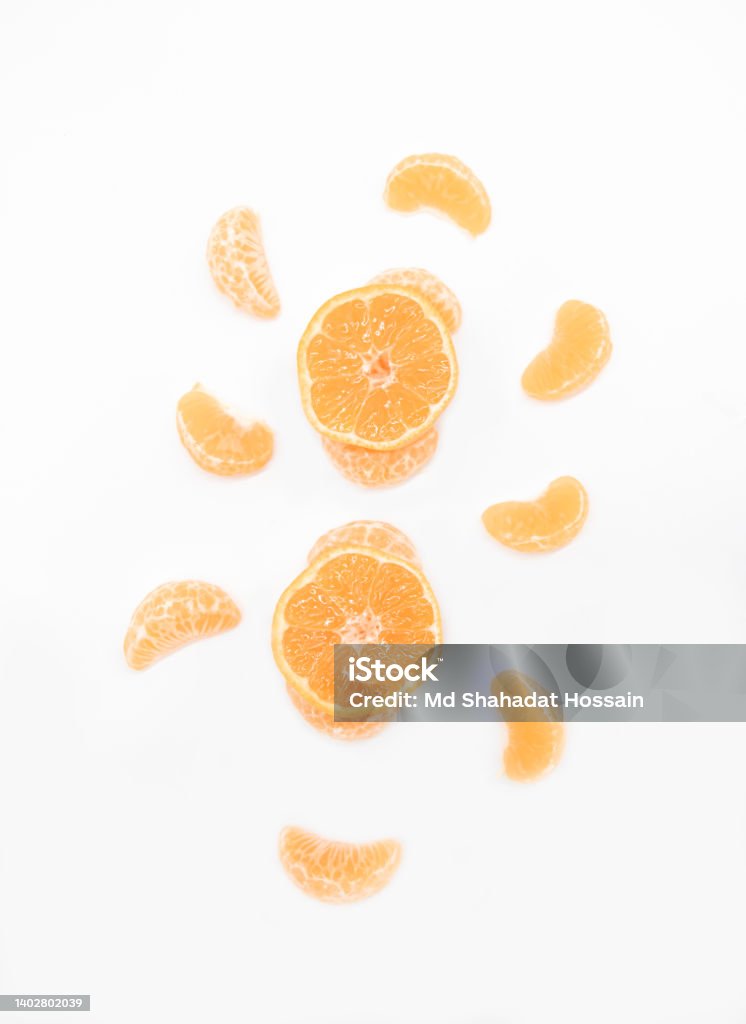 Tangerine or kamala on white background,top view Bangladesh Stock Photo