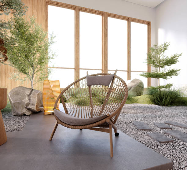 istock 3d rendering,3d illustration, Interior Scene and Frame mockup,Minimal style with modern sofa and pendant light. 1402804912