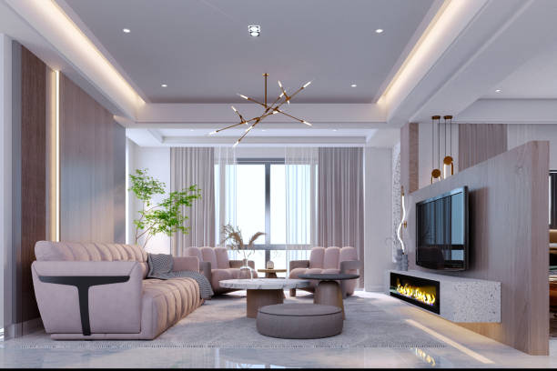 istock 3d rendering,3d illustration, Interior Scene and  Mockup,Modern minimalist style living room with white walls and wood. 1402805302