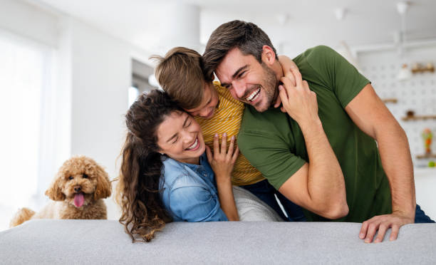 istock Happy family having fun time at home 1402806502