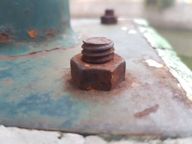 istock photo of the bolt nut on the rusty iron connection 1402808394