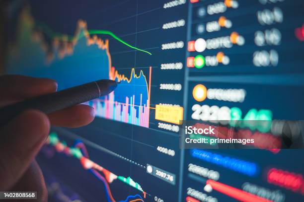 Uncertainty Business Global Finance Crisis Investment Investing Managing Risk In Risk Asset Analyzing Financial Chart Trading Invest Data Price Crypto Currency Market Graph Stock Photo - Download Image Now