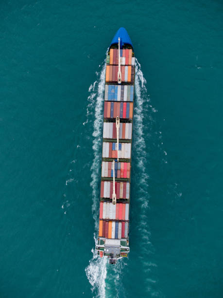 istock Aerial view of cargo container ship in the sea 1402815817