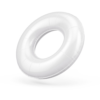 Blank white swim ring isolated on white, 3d rendering. Summer inflatable lifebuoy - round swimming ring. 3d rendering