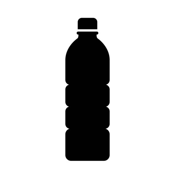 Plastic bottle with water vector silhouette Plastic bottle vector silhouette isolated on white background h2o model stock illustrations