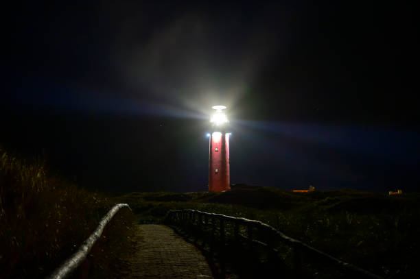 istock Texel lighthouse in the dunes during a stormy autumn night 1402818695