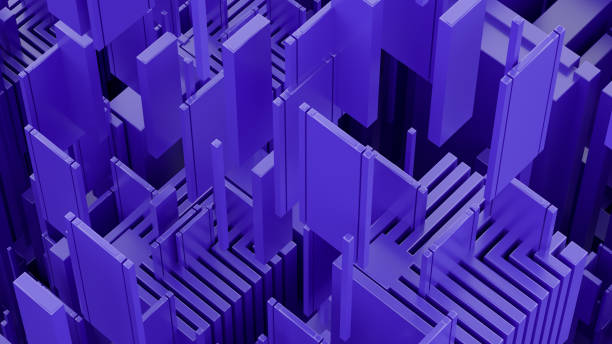 istock Abstract iridescent geometric shapes cityscape background 1402820352