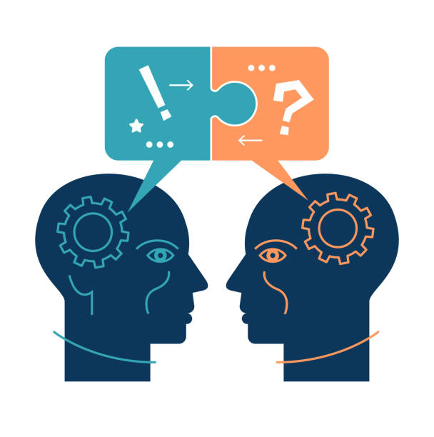 istock Puzzle in the shape of a speech bubble in human hands. The solution of the task. Achieving business goals. 1402823497