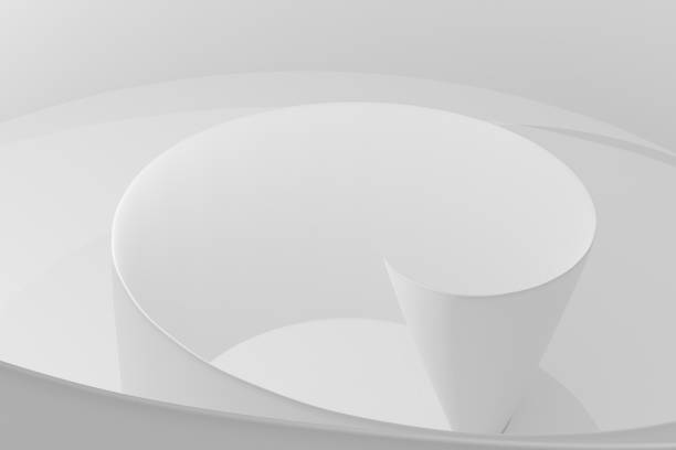 istock 3d white background of smooth wavy shapes as an architectural concept, empty space for advertising, photo wallpaper, cover for a presentation on the theme of a modern city. 3d rendering 1402827040