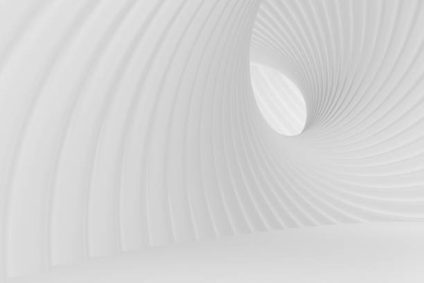istock 3d white background of wavy curved walls as an architectural concept, empty space for advertising, photo wallpaper, cover for a presentation on the theme of a modern city. 3d rendering 1402827104