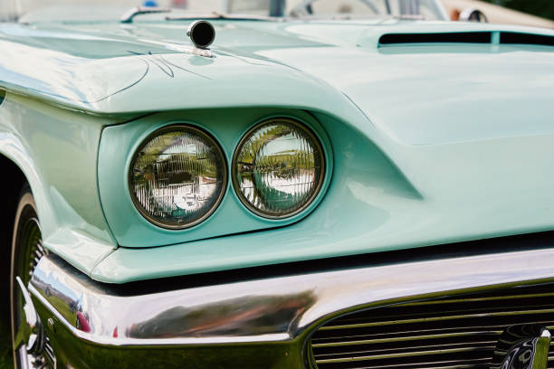 istock Closeup headlight of retro car 1402830054