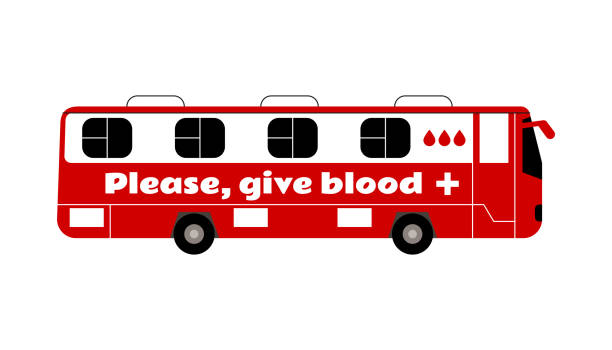 ilustrações de stock, clip art, desenhos animados e ícones de mobile blood donation bus - blood cell anemia cell structure red blood cell