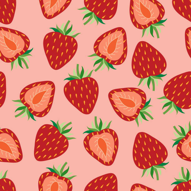 illustrazioni stock, clip art, cartoni animati e icone di tendenza di motivo senza cuciture alla fragola. - strawberry