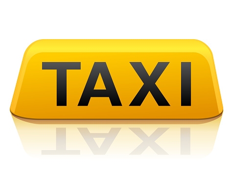 New York yellow taxi sign isolated on a white background