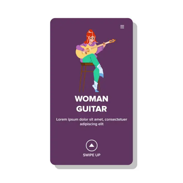 Vector illustration of woman guitar vector