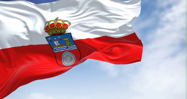 istock The Cantabria flag waving in the wind on a clear day 1402845834