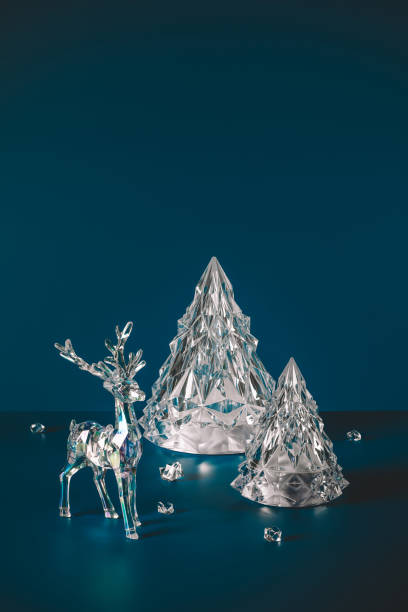 istock Winter scene with Christmas decorations on dark blue background 1402852011