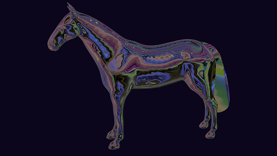 cg metallic horse 3d illustration