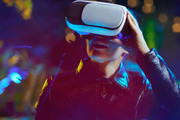 istock modern woman in virtual reality in vr headset 1402853134