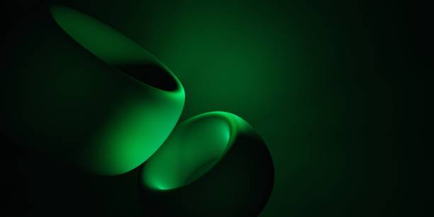 istock 3d rendering of green abstract geometric luxury background with glowing light. Scene for advertising, technology, showcase, banner, cosmetic, fashion, business, sport, metaverse. Sci-Fi Illustration 1402853174