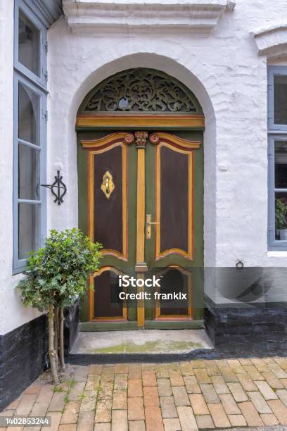Traditional Door In Aabenraa In Southern Part Of Denmark Stock Photo - Download Image Now