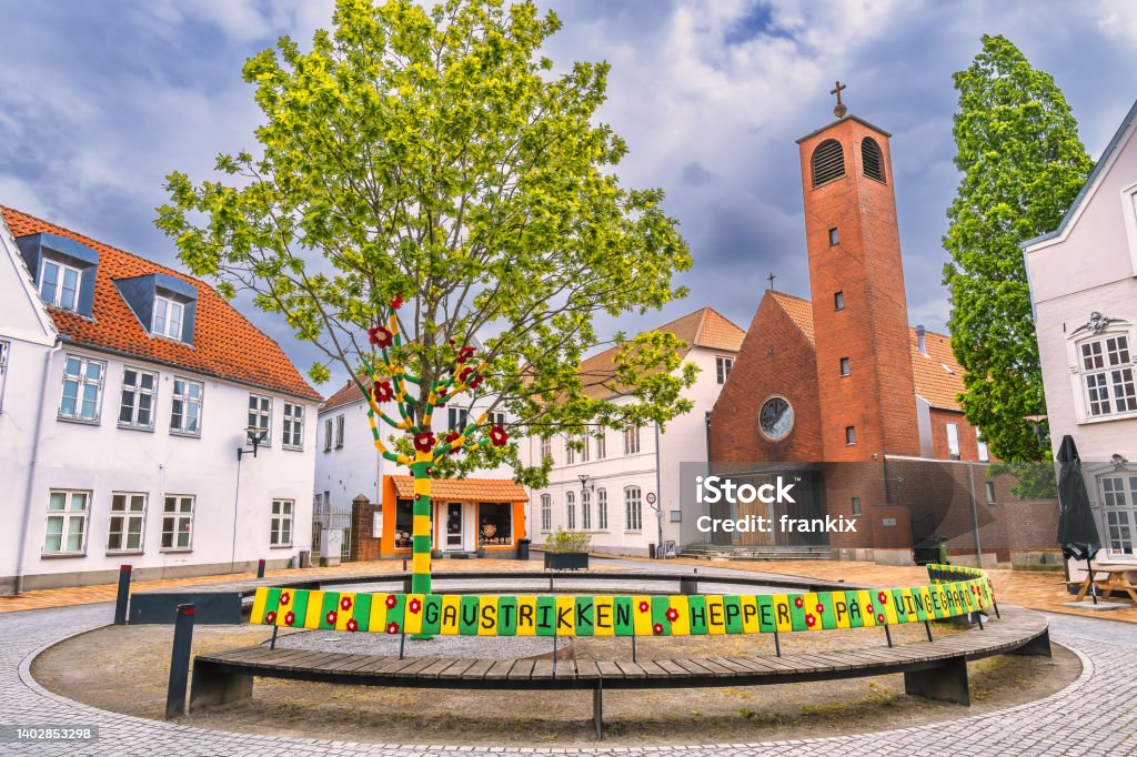 Small square Aabenraa in southern part of Denmark Architecture Stock Photo