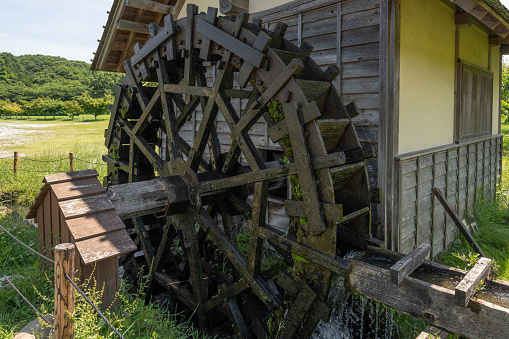 An old water wheel in Japan.