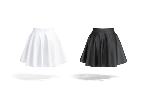 istock Blank black and white women mini skirt mockup, back view 1402854661