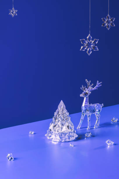 istock Winter scene with Christmas decorations on purple blue background 1402854895