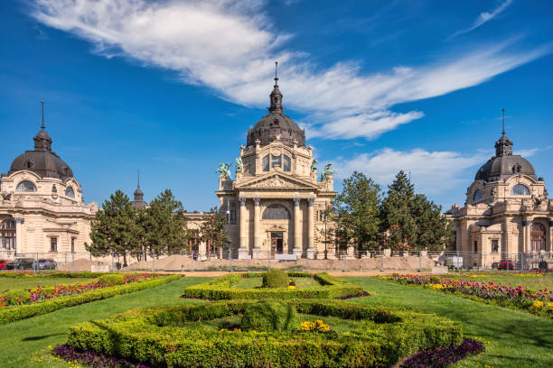 Budapest Hungary, city skyline at Szechenyi Thermal Bath