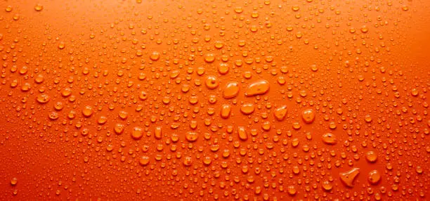 Photo of Water drops on orange surface