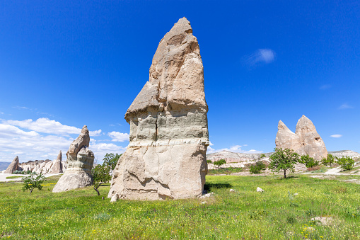 Landscape view of Love Valley in a sunny day of summer, Cappadocia Turkey