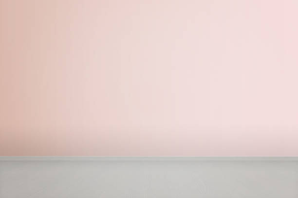 istock Pink empty room and grey floor. Clean interior for product presentation 1402859582